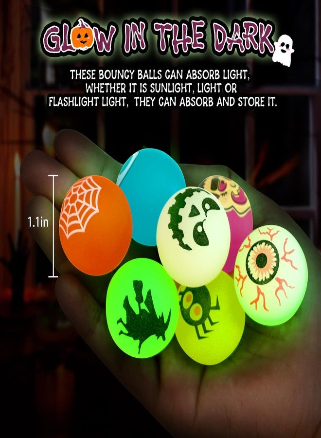 ZIRSENG 100 Piece Halloween Glow in The Dark Bouncing Balls, 10 H alloween Theme Designs for Halloween Party Favor Supplies, School Classroom Game Rewards, Trick or Treating Goodie Bags, Halloween Miniatures - Image 3